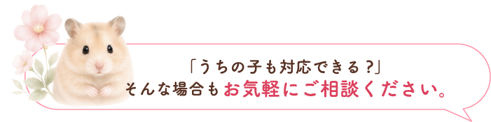 「うちの子も対応できる?」そんな場合もお気軽にご相談ください。